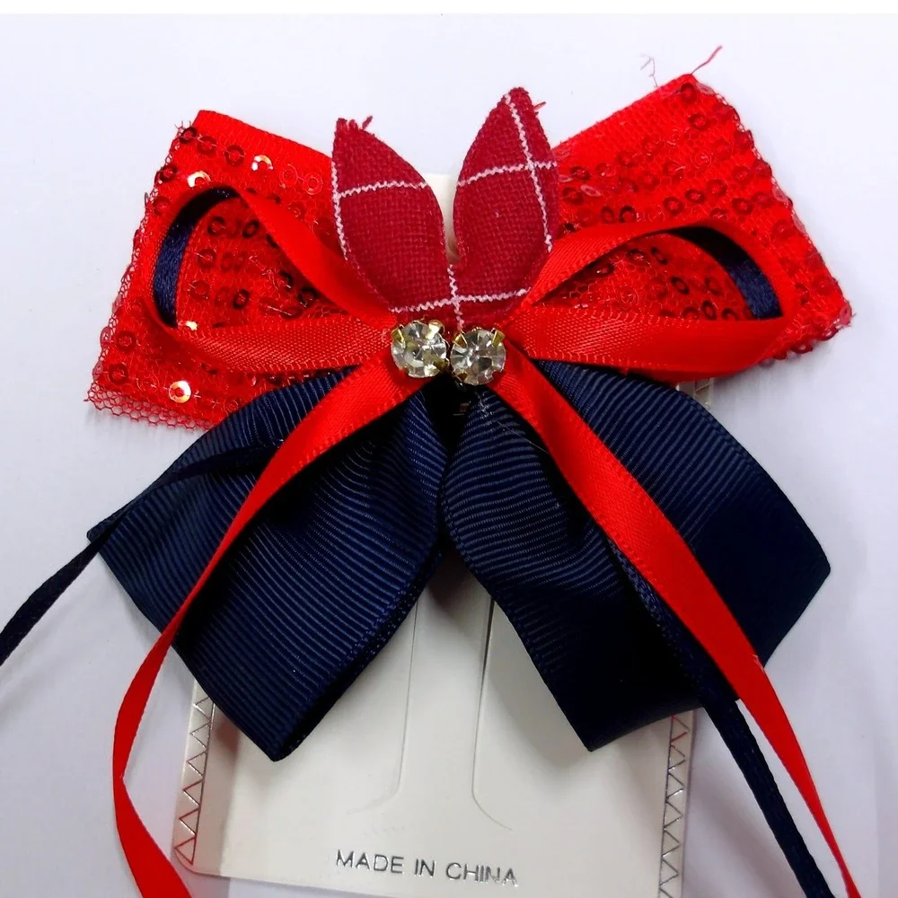 Red Navy Blue Sequin Plaid 4